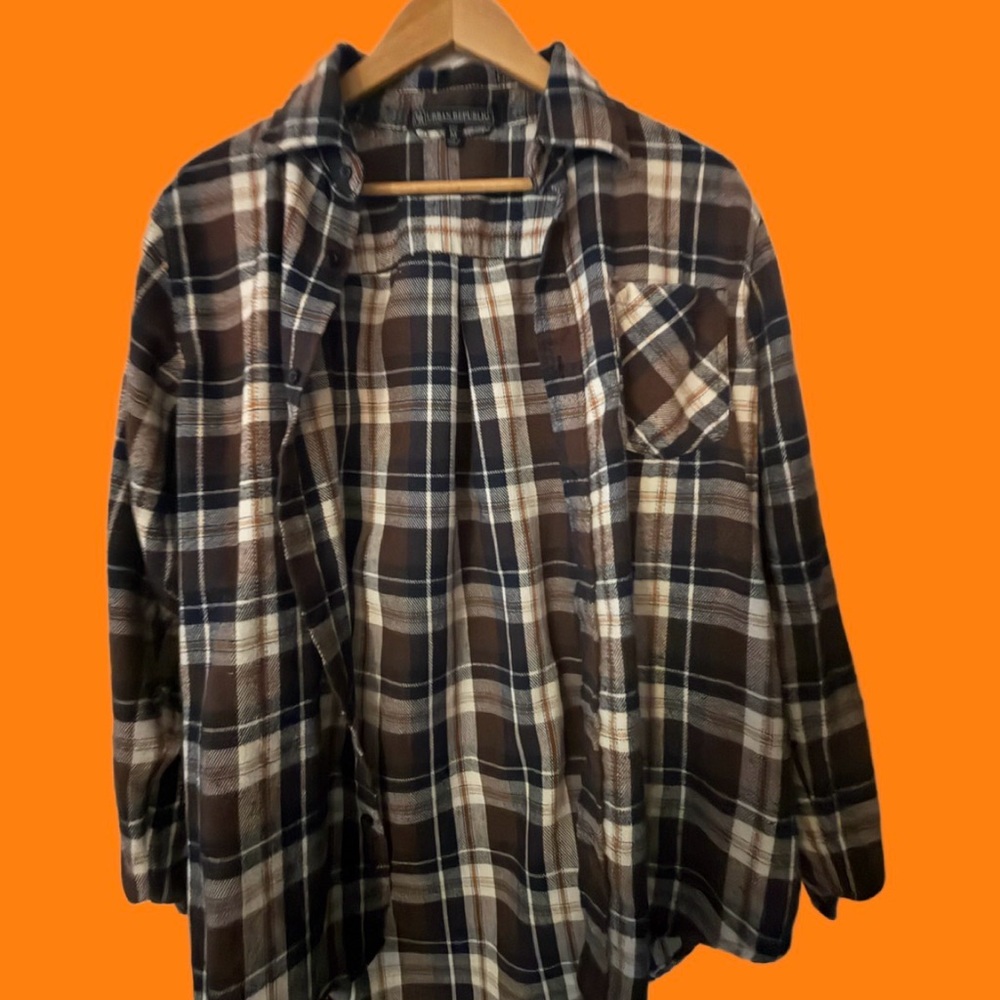 Urban Republic Brown Plaid Casual Button Down Shirt